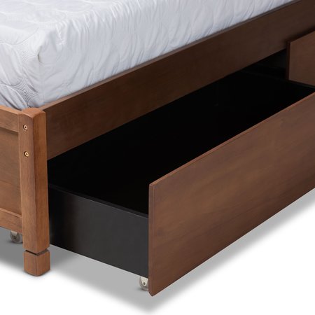 Baxton Studio Saffron ModernWalnut Brown Finished Wood Full Size 4-Drawer Platform Storage Bed 196-11504-11507-ZORO